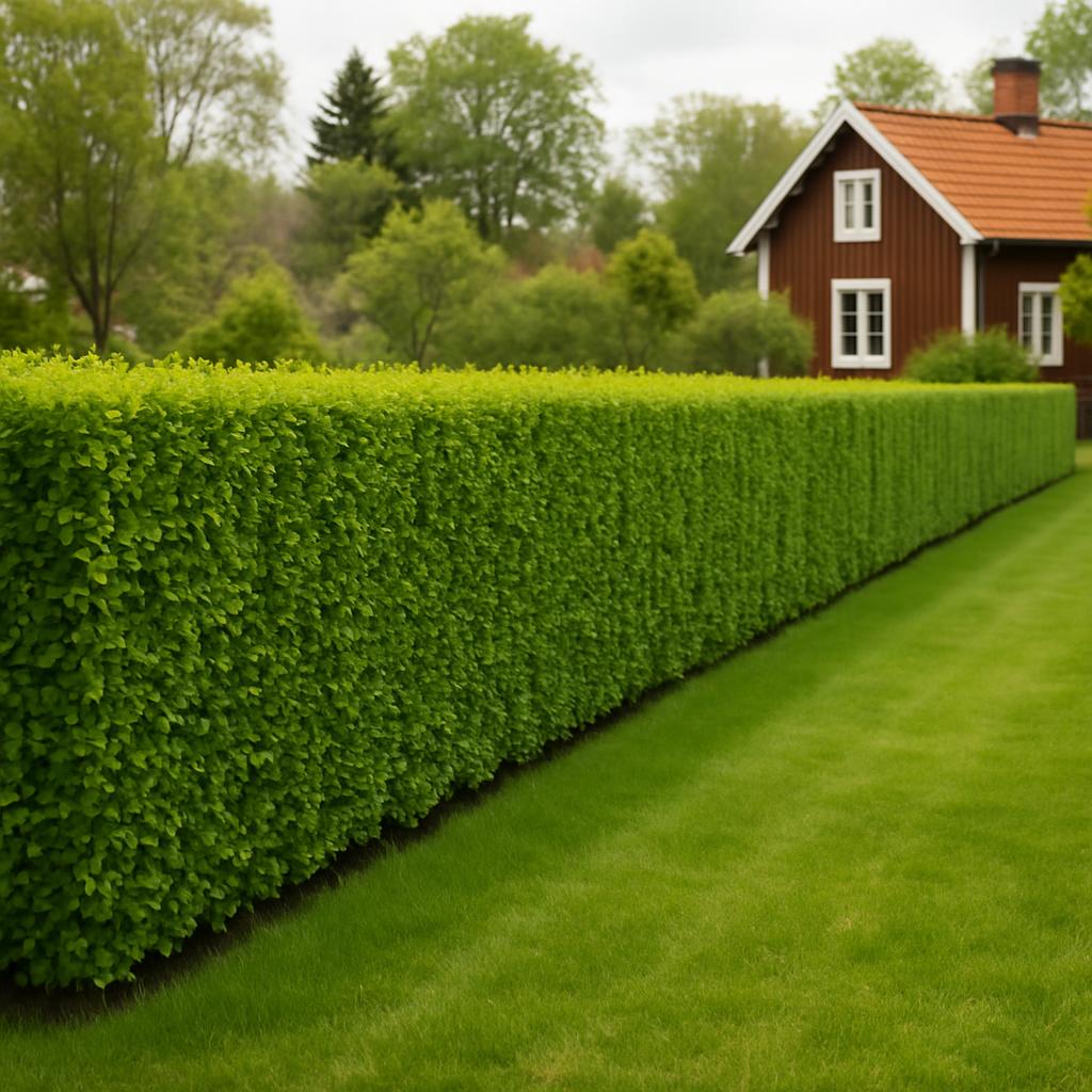 Rak och fin trädgårdshäck